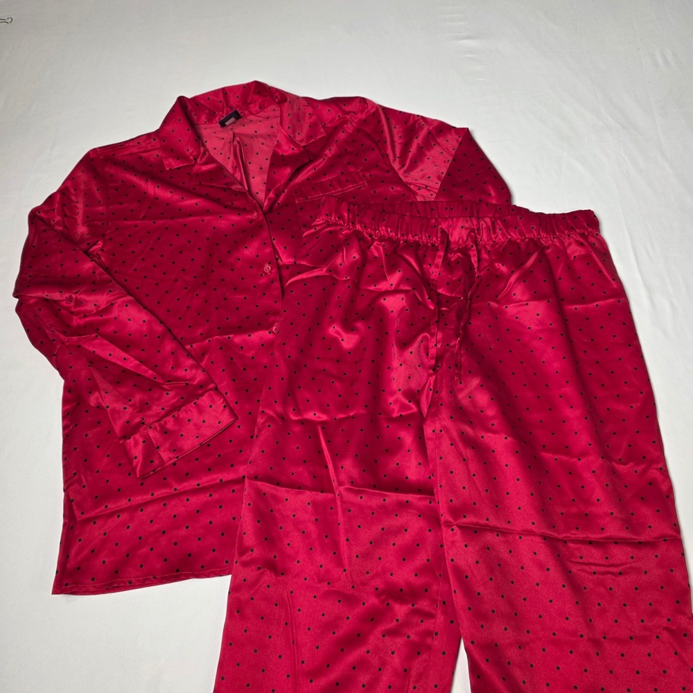 Apt. 9 Intimates Red Polka‎ Dot Satin Pajama Set Womens Small 2 Piece Sleepwear